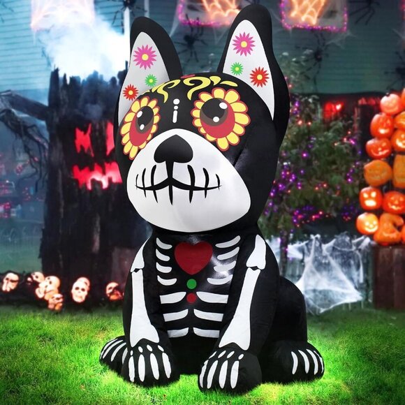 Halloween Inflatable Dog Dia de Los Muertos with LED Lights for Yard Decor - Picture 2 of 7